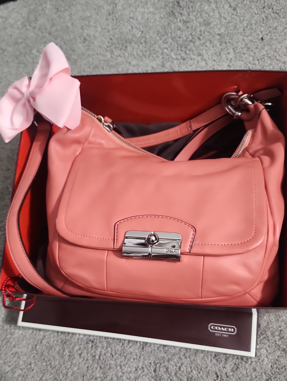 Coach Pink Leather Hobo Shoulder Bag